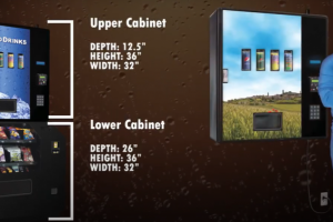 Sizes of both the cold drink dispenser and the snack cabinet